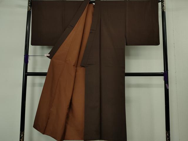 平和屋本店●希少 男性 本場黄八丈 本高貴 紬 格子 逸品 DZAB7398kh6