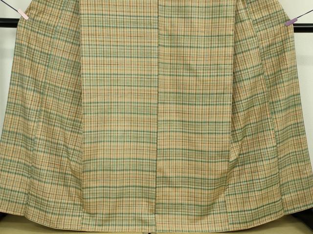 平和屋本店●希少 人間国宝 志村ふくみ 紬 格子 落款有り ふくみ印 逸品 未使用 DZAB7400kh6