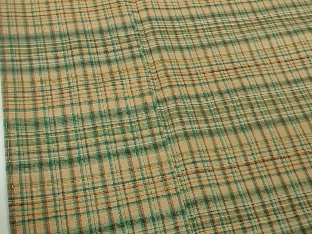 平和屋本店●希少 人間国宝 志村ふくみ 紬 格子 落款有り ふくみ印 逸品 未使用 DZAB7400kh6