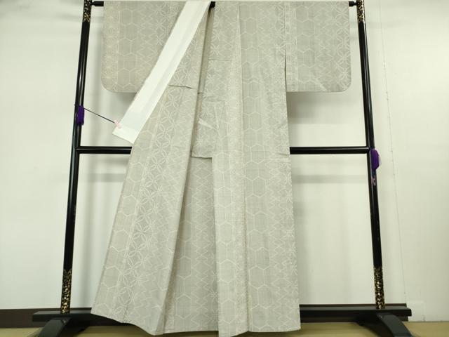 平和屋本店▽極上 綿薩摩 東郷織物謹製 手織 160亀甲 単衣 七宝 麻の葉 亀甲間道 逸品 DZAB7411kh6