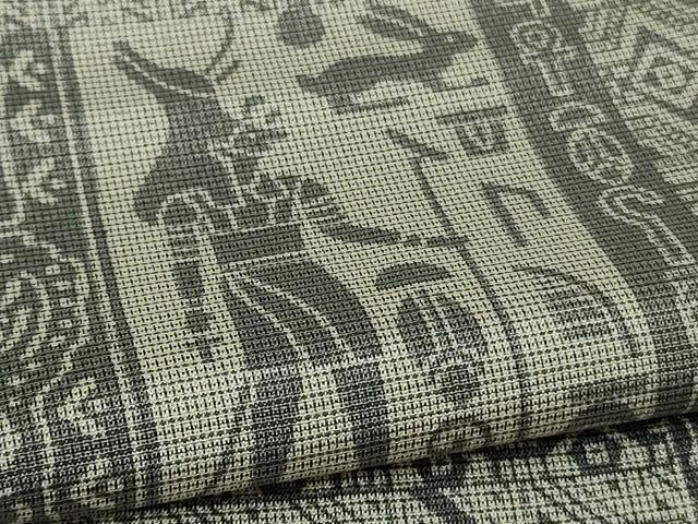 平和屋本店▽極上 本塩沢 訪問着 単衣 エジプト壁画文様 利休白茶色地 染の近江謹製 逸品 DZAB7417kh6