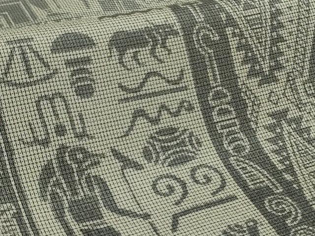 平和屋本店▽極上 本塩沢 訪問着 単衣 エジプト壁画文様 利休白茶色地 染の近江謹製 逸品 DZAB7417kh6