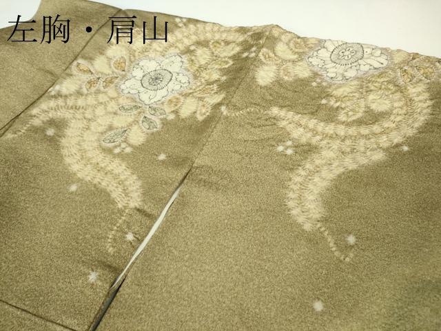 平和屋本店●最高級 初代 久保田一竹 幻の辻が花 訪問着 彩皇 辻が花4個 暈し染め 金通し地 ロング丈 共箱・たとう紙付き 逸品 DZAB7422kh6