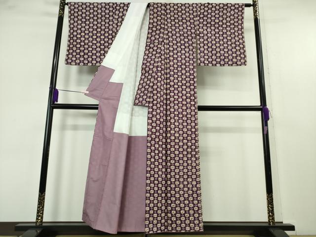 平和屋本店●極上 岩手の匠 草紫堂 南部絞り 紫根染 紬 市松 正絹 逸品 DZAB6065kh6