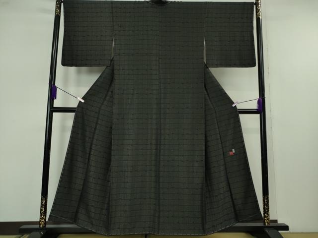 平和屋本店●極上 国際的伝統工芸作家 十二代・藤林徳扇 苑寿 お召 源氏香 黒地 銀糸 銀通し地 逸品 未使用 DZAB7429kh6