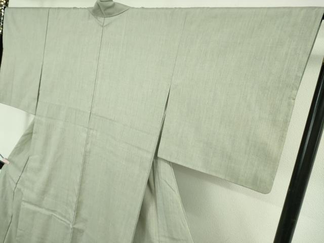 平和屋本店●極上 本場結城紬 重要無形文化財 奥順謹製 色無地 柳鼠色 証紙・鑑定証付き 逸品 DZAB7436kh6