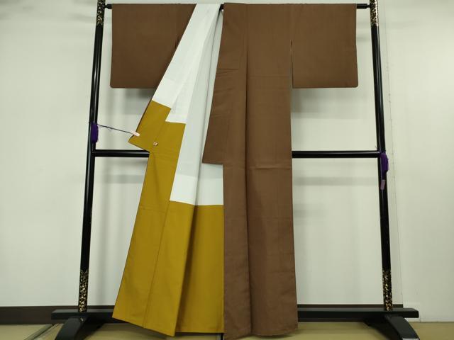 平和屋着物●極上 紅花紬 米沢 新田 微塵格子 紅花草木 さが美扱い 証紙付き 逸品 DZAB7440kh6