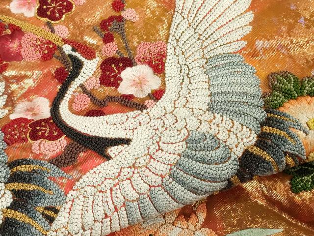 平和屋本店●極上 中国三大刺繍 相良刺繍 色打掛 和装 婚礼 結婚式 花嫁 神社挙式 孔雀飛鶴吉祥花文 金糸 逸品 DZAB7448kh6