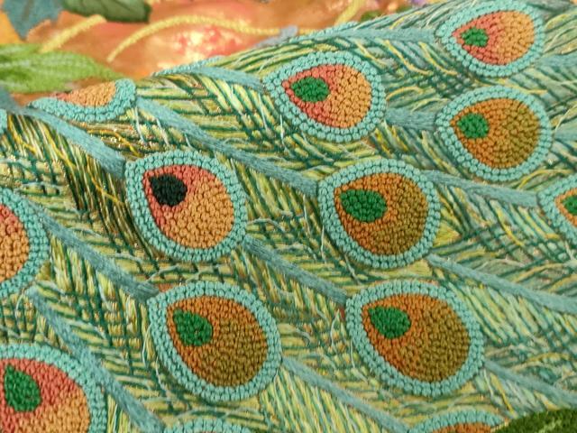 平和屋本店●極上 中国三大刺繍 相良刺繍 色打掛 和装 婚礼 結婚式 花嫁 神社挙式 孔雀飛鶴吉祥花文 金糸 逸品 DZAB7448kh6
