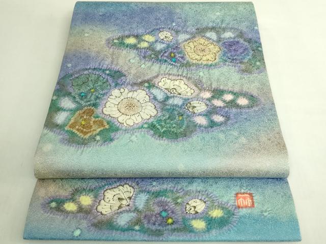 平和屋本店●極上 久保田一竹 幻の辻が花 太鼓柄袋帯 金通し地 逸品 DZAB7459kh6