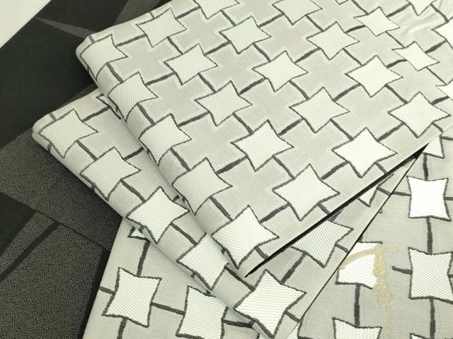 平和屋着物●極上 キモノデザイナー 斉藤上太郎 六通柄袋帯 網目文 反端付き 逸品 DZAB7480kh6