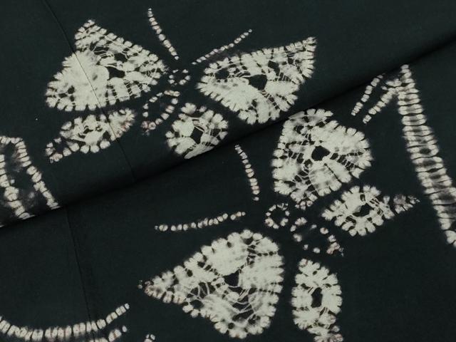 平和屋着物∴極上 夏物 浴衣 有松鳴海絞り 舞蝶文 黒地 綿 逸品 DZAB7485kh6