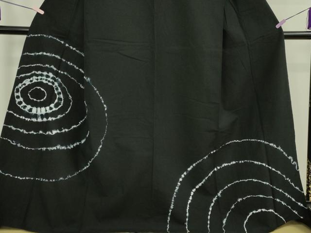 平和屋着物∴極上 夏物 浴衣 有松鳴海絞り 渦 黒地 綿 逸品 DZAB7491kh6