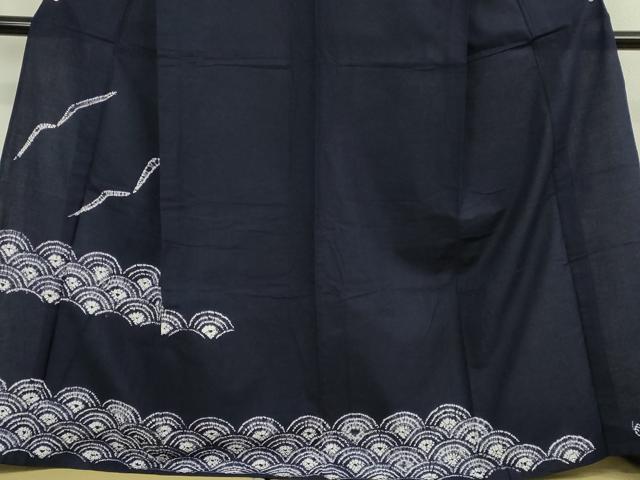 平和屋着物∴極上 夏物 浴衣 有松鳴海絞り 青海波 紺色地 綿 逸品 DZAB7495kh6
