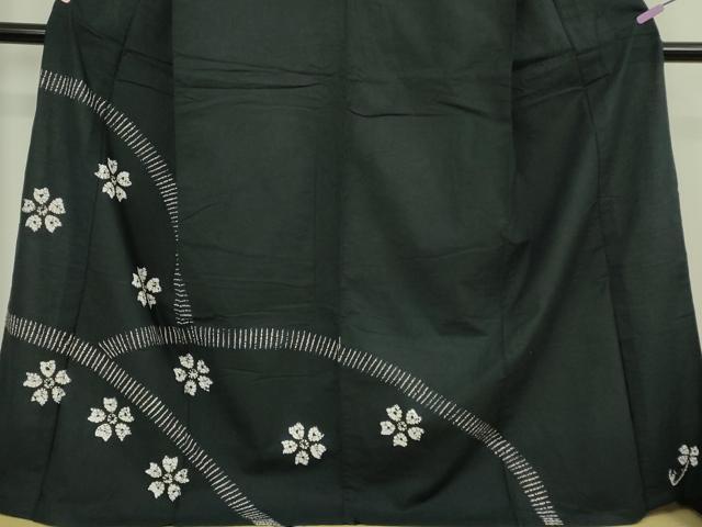 平和屋着物∴極上 夏物 浴衣 有松鳴海絞り 舞花文 黒地 綿 逸品 DZAB7496kh6