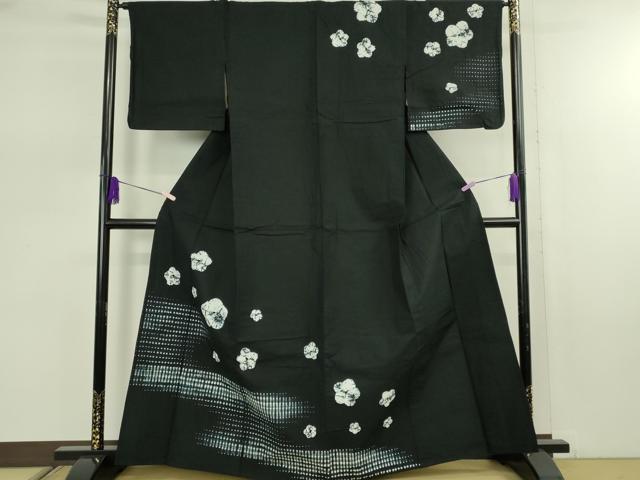 平和屋着物∴極上 夏物 浴衣 有松鳴海絞り 黒地 綿 逸品 DZAB7497kh6