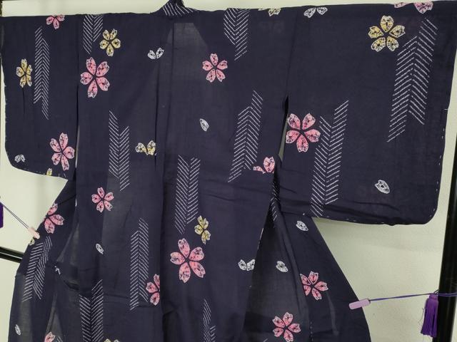 平和屋着物∴極上 夏物 浴衣 有松鳴海絞り 舞花文 綿 逸品 未使用 DZAB7504kh6