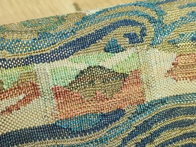 平和屋本店●極上 手織綴れ 山鹿清華 太鼓柄袋帯 風景文 船 金糸 逸品 DZAB7575kh6