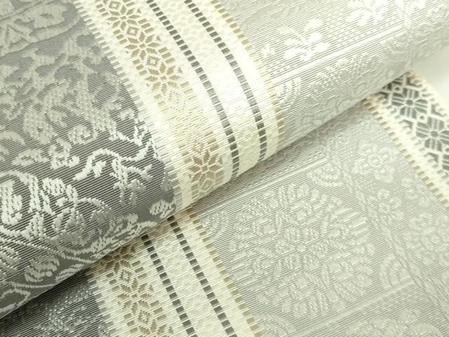 平和屋本店●極上 1897年創業 名門岡野 本場筑前博多織 千年工房 両面 全通柄 本袋帯 正倉院 狩猟文 博多金ラベル 証紙付 逸品 DZAB7576kh6