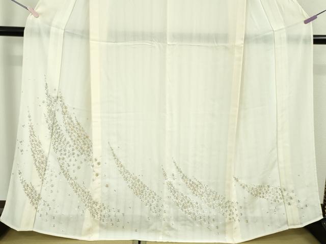 平和屋本店*極上 夏物 訪問着 総刺繍 変わり絽 縦絽 小花文 鳥の子色地 金糸 逸品 DZAB7604kh6