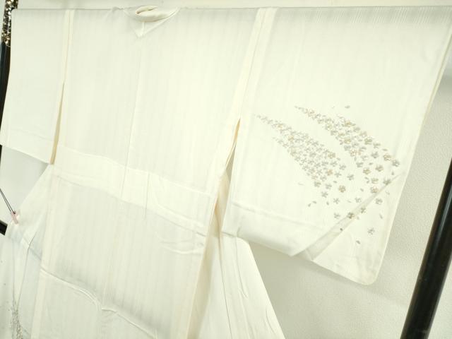 平和屋本店*極上 夏物 訪問着 総刺繍 変わり絽 縦絽 小花文 鳥の子色地 金糸 逸品 DZAB7604kh6