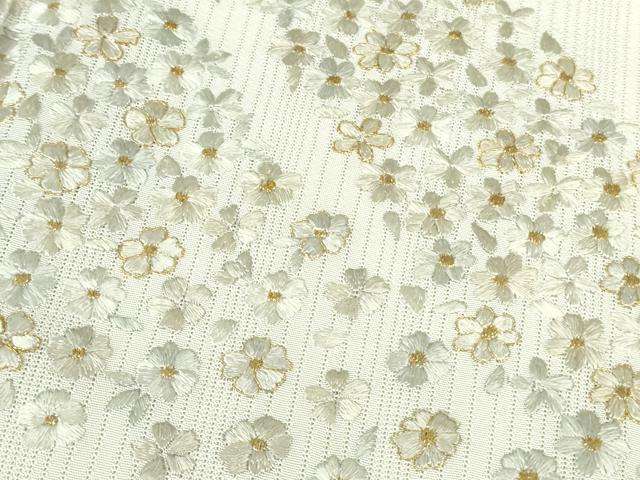 平和屋本店*極上 夏物 訪問着 総刺繍 変わり絽 縦絽 小花文 鳥の子色地 金糸 逸品 DZAB7604kh6