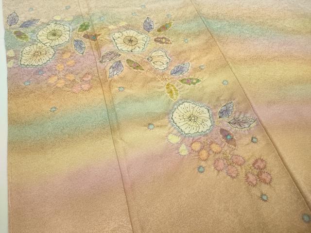 平和屋本店●極上 二代目 久保田一竹 幻の辻が花 色留訪問着 肌色地 暈し染め 金通し地 反端付き 逸品 未使用 DZAB7610kh6