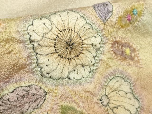 平和屋本店●極上 二代目 久保田一竹 幻の辻が花 色留訪問着 肌色地 暈し染め 金通し地 反端付き 逸品 未使用 DZAB7610kh6