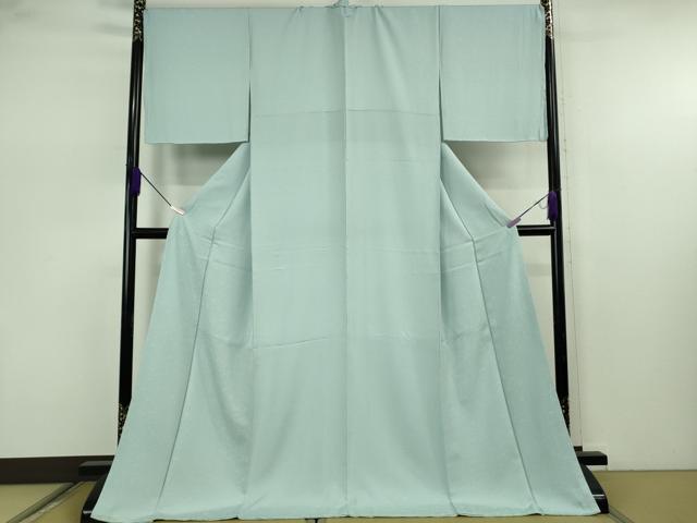 平和屋本店●極上 草木染色家 名取和浩 伊豆大島 椿染 色無地 花地紋 白藍色 ロング丈 反端付き 逸品 未使用 DZAB7611kh6