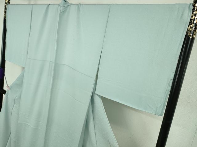 平和屋本店●極上 草木染色家 名取和浩 伊豆大島 椿染 色無地 花地紋 白藍色 ロング丈 反端付き 逸品 未使用 DZAB7611kh6