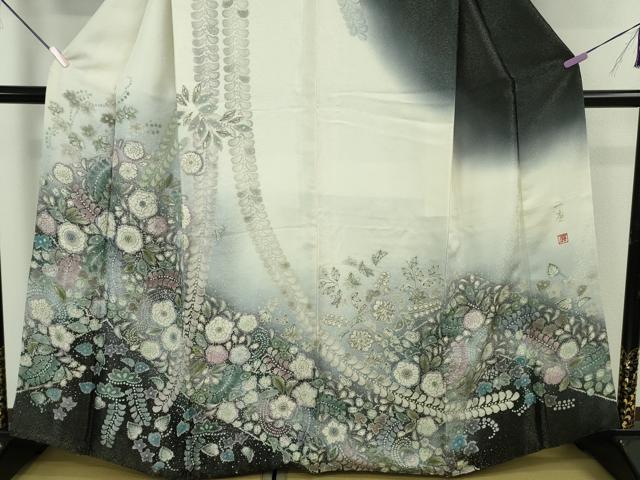 平和屋本店●極上 吉乃一廉 幻の辻が花 訪問着 暈し染め 銀通し地 逸品 DZAB7612kh6