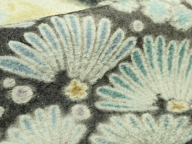 平和屋着物●極上 中国三大刺繍 相良刺繍 訪問着 舞花文 暈し染め 黒地 銀通し地 逸品 DZAB7621kh6