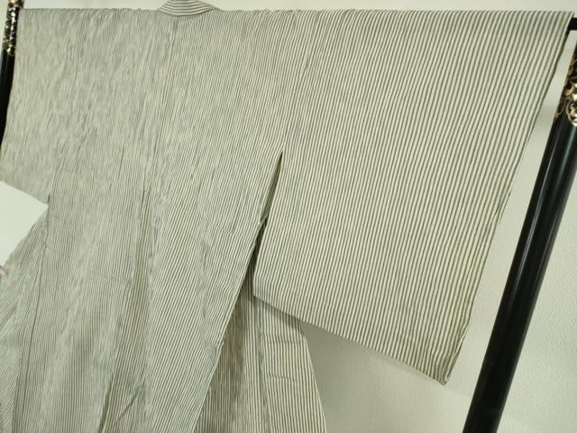 平和屋着物*極上 夏物 小千谷 綿麻縮 麻布 縞 吉新織物謹製 綿麻 証紙付き 逸品 DZAB7628kh6