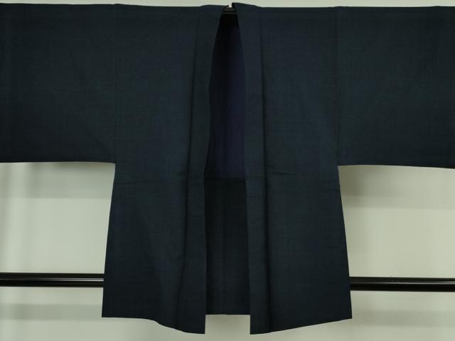 平和屋着物∞極上 男性 綿薩摩 木綿 長羽織 濃藍色 綿 羽織紐付き 逸品 DZAB7629kh6