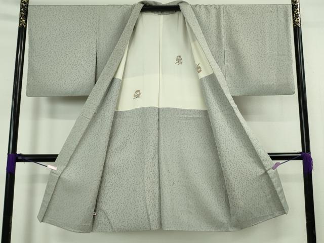 平和屋本店∞極上 二代目・由水十久 本加賀友禅 長羽織・和装(利休)バッグセット お召地 衣通の美 音符 白鼠色地 反端付き 逸品DZAB7631kh6