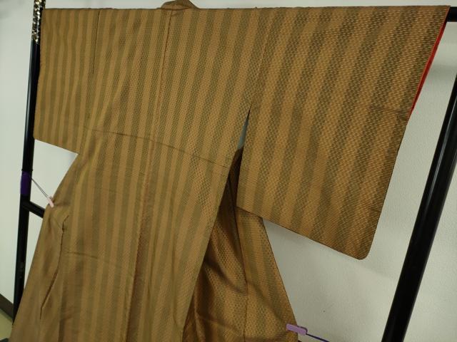 平和屋本店●極上 山下八百子 本場黄八丈 市松綾織 紬 間道 逸品 DZAB7634kh6