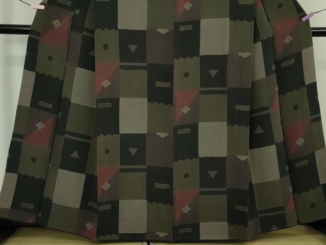 平和屋本店●極上 Maru Factory 丸山正 小紋 変わり市松 鬼しぼ縮緬 逸品 DZAB7643kh6