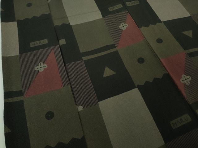 平和屋本店●極上 Maru Factory 丸山正 小紋 変わり市松 鬼しぼ縮緬 逸品 DZAB7643kh6