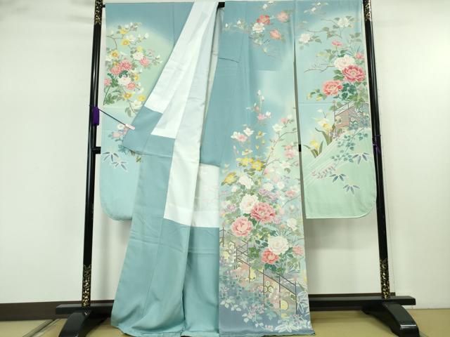 平和屋本店●極上 振袖 友禅 作家物 玉峰 吉祥花文 暈し染め 逸品 未使用 DZAB7650kh6
