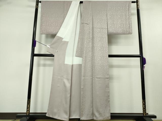 平和屋本店●極上 創業280年 誉田屋源兵衛 色無地 お召地 小石丸 鳳凰唐草地紋 薄梅鼠色 反端付き 鈴乃屋扱い 逸品 DZAB7660kh6