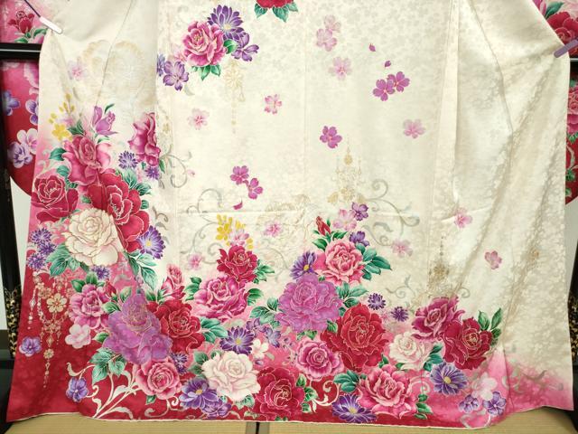平和屋本店●極上 松田聖子 SEIKOMATSUDA 振袖 刺繍 薔薇 バラ 暈し染め 金銀彩 逸品 DZAB76621kh6