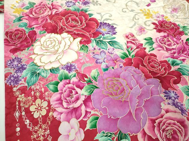 平和屋本店●極上 松田聖子 SEIKOMATSUDA 振袖 刺繍 薔薇 バラ 暈し染め 金銀彩 逸品 DZAB76621kh6