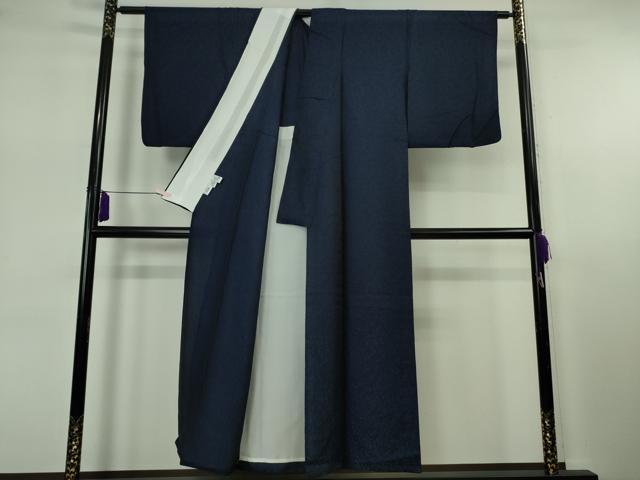 平和屋着物▽極上 BANKANわものや お召・長襦袢(無双仕立て)セット 単衣 花唐草地紋 鉄紺色 逸品 DZAB7665kh6