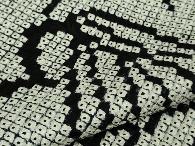 平和屋本店●極上 本疋田絞り 小紋 風景山文 白×黒 逸品 DZAB7671kh6