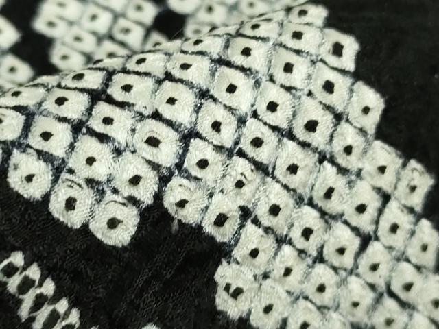 平和屋本店●極上 本疋田絞り 小紋 風景山文 白×黒 逸品 DZAB7671kh6