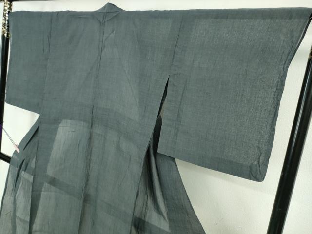 平和屋着物*極上 夏物 本場小千谷ちぢみ 麻 色無地 鉄御納戸色 逸品 DZAB7674kh6