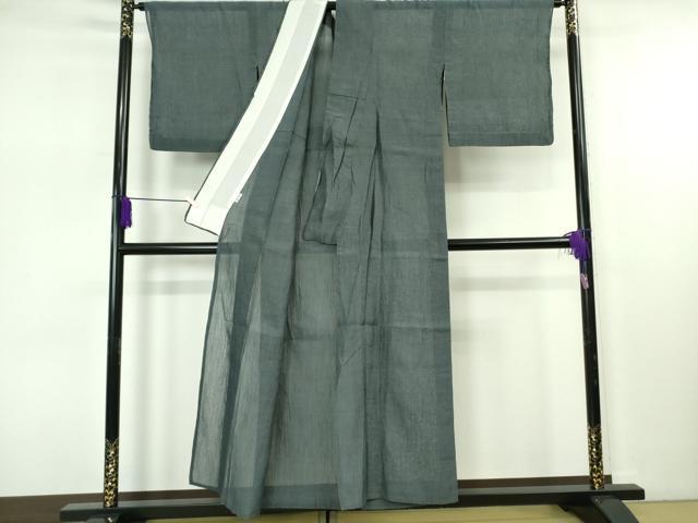 平和屋着物*極上 夏物 本場小千谷ちぢみ 麻 色無地 鉄御納戸色 逸品 DZAB7674kh6