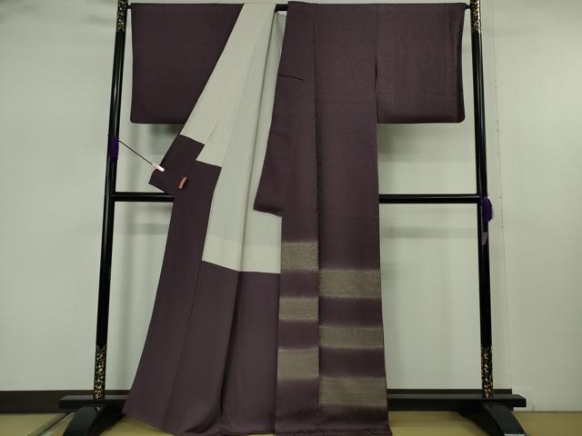 平和屋本店●極上 京都の名門ブランド 銀花仙 訪問着 お召地 鳳凰花唐草地紋 濃色地 伊と幸 反端付き 逸品 DZAB7686kh6