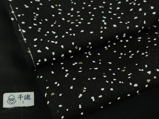 平和屋本店●極上 創業460年・千總 小紋 黒地 金彩 銀通し地 タグ付き 逸品 未使用 DZAB7687kh6