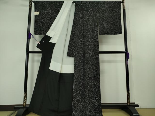 平和屋本店●極上 創業460年・千總 小紋 黒地 金彩 銀通し地 タグ付き 逸品 未使用 DZAB7687kh6